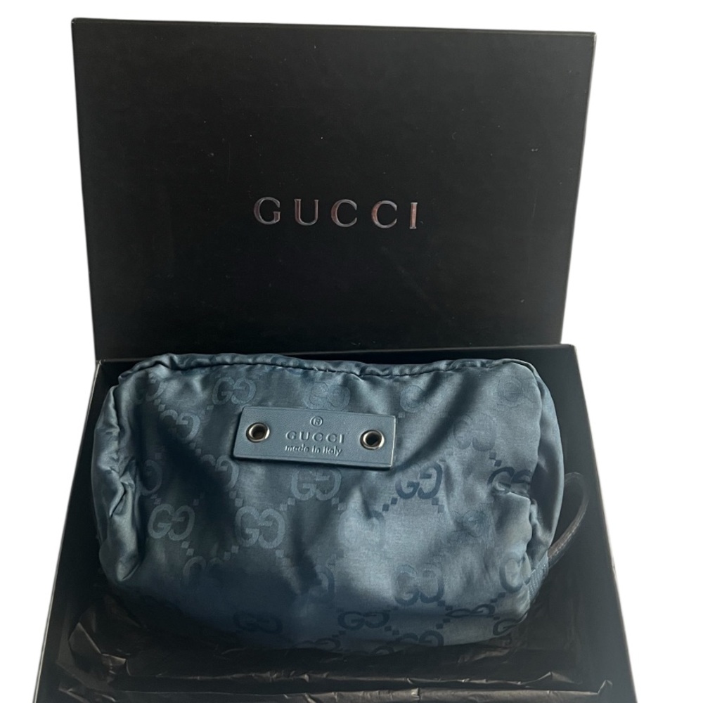 Authentic Gucci Blue Monogram Clutch/Crossbody